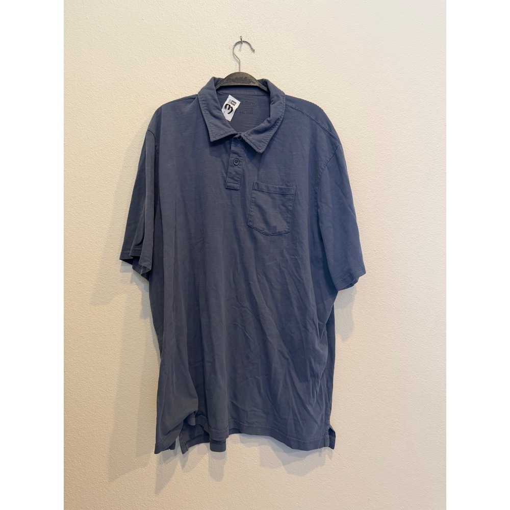 LL Bean Mens XXL Tall Blue Organic Cotton Short Sleeve Pocket Polo Shirt 507280